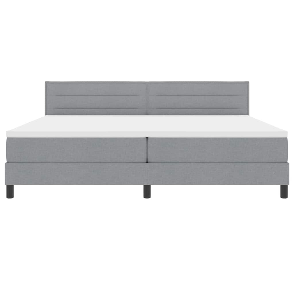 Boxspring bed met matras met LED Lichtgrijs 200 x 200 cm Stof is nu te koop bij PeponiXL, paradijselijk wonen!