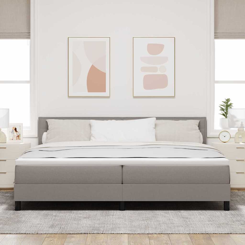 Boxspring bed met matras met LED Taupe 200 x 200 cm Stof is nu te koop bij PeponiXL, paradijselijk wonen!