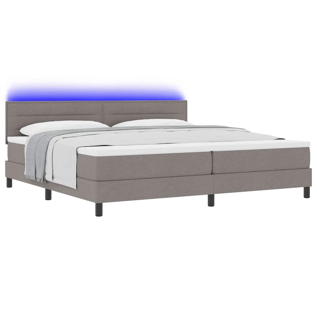 Boxspring bed met matras met LED Taupe 200 x 200 cm Stof is nu te koop bij PeponiXL, paradijselijk wonen!