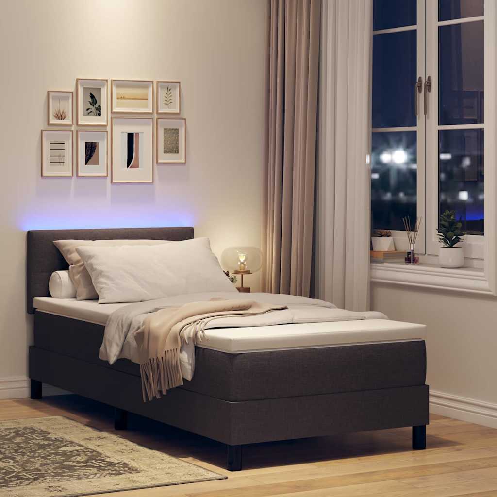 Boxspring bed met matras met LED Donkerbruin 80 x 200 cm Stof is nu te koop bij PeponiXL, paradijselijk wonen!