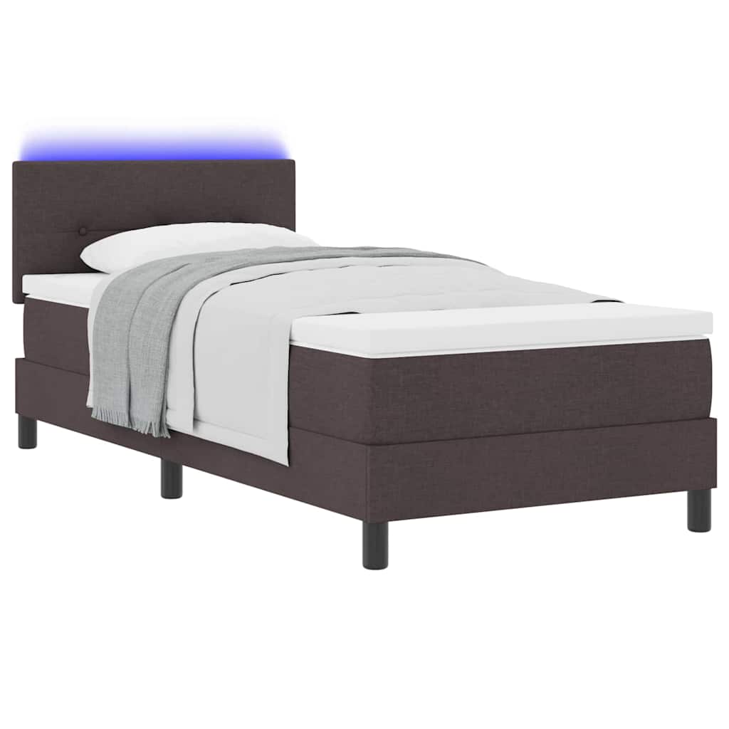 Boxspring bed met matras met LED Donkerbruin 80 x 200 cm Stof is nu te koop bij PeponiXL, paradijselijk wonen!