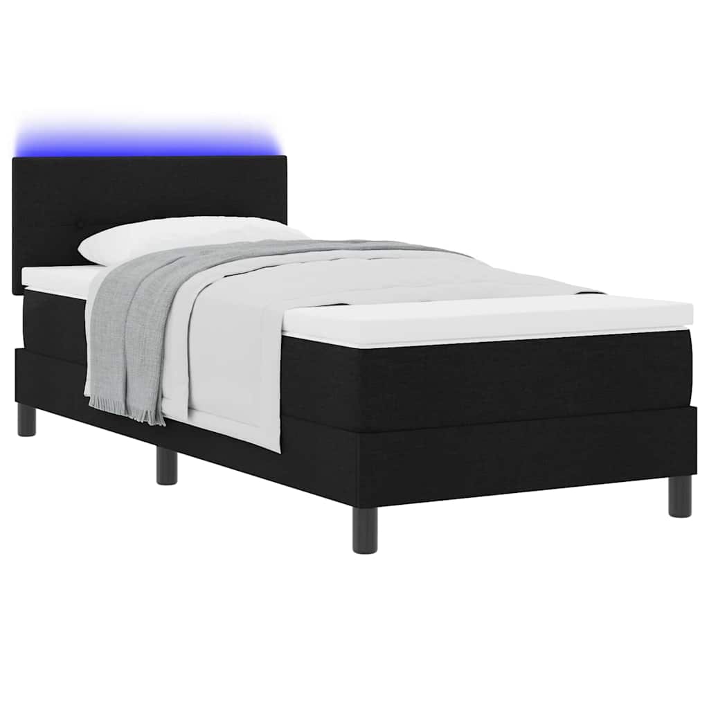 Boxspring bed met matras met LED Zwart 90 x 190 cm Stof is nu te koop bij PeponiXL, paradijselijk wonen!