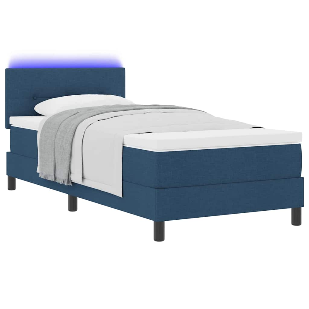Boxspring bed met matras met LED Blauw 90 x 190 cm Stof is nu te koop bij PeponiXL, paradijselijk wonen!
