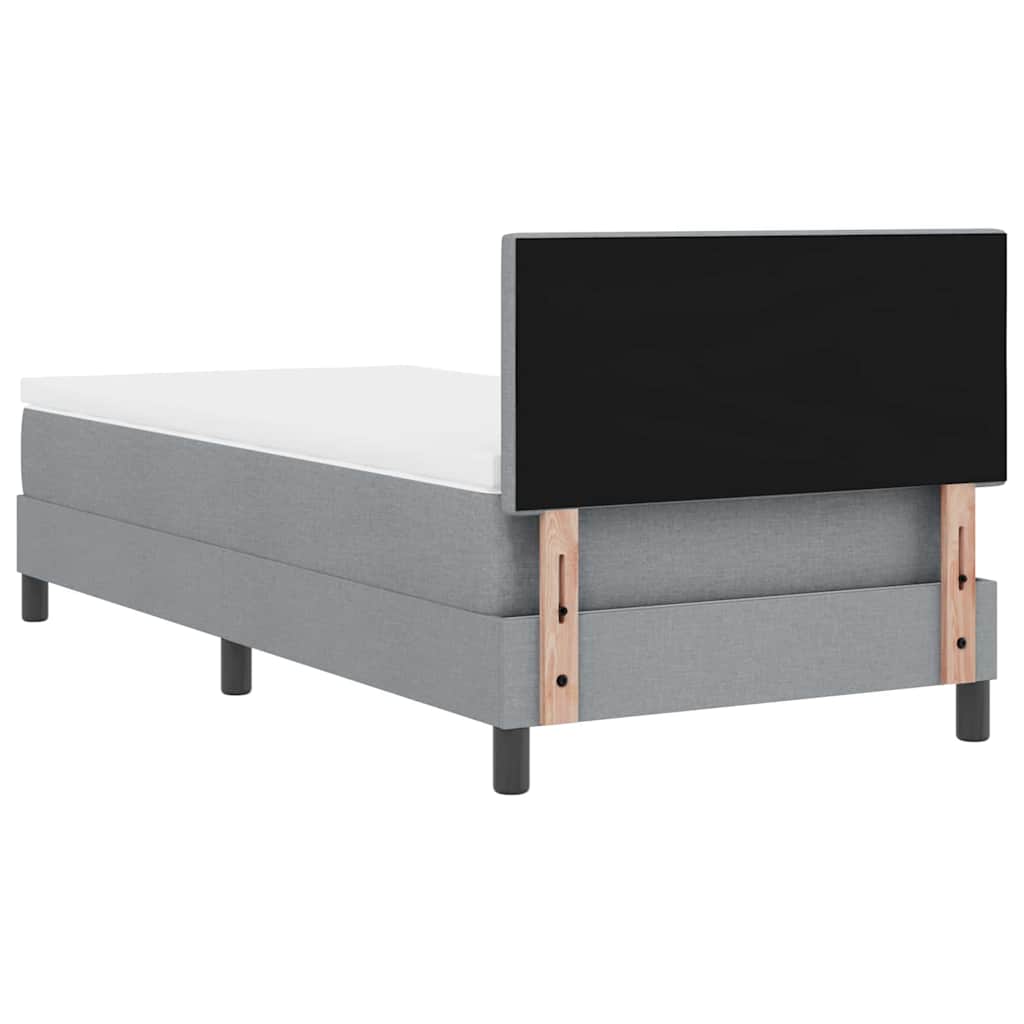 Boxspring bed met matras met LED Lichtgrijs 90 x 200 cm Stof is nu te koop bij PeponiXL, paradijselijk wonen!