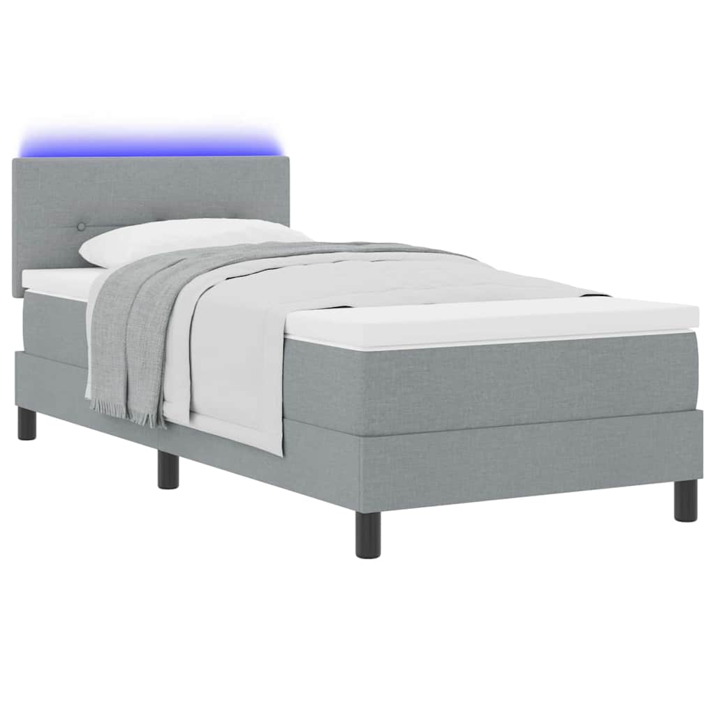 Boxspring bed met matras met LED Lichtgrijs 90 x 200 cm Stof is nu te koop bij PeponiXL, paradijselijk wonen!