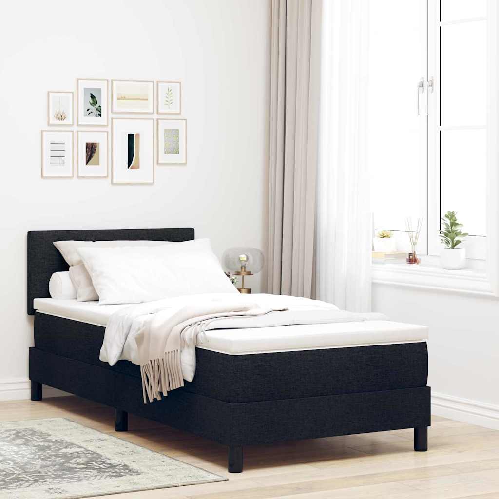 Boxspring bed met matras met LED Zwart 90 x 200 cm Stof is nu te koop bij PeponiXL, paradijselijk wonen!