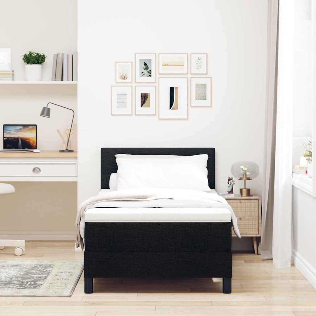 Boxspring bed met matras met LED Zwart 90 x 200 cm Stof is nu te koop bij PeponiXL, paradijselijk wonen!