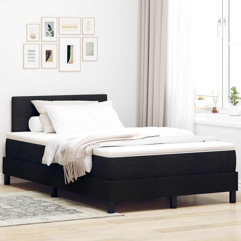 Boxspring bed met matras met LED Zwart 120 x 190 cm Stof is nu te koop bij PeponiXL, paradijselijk wonen!