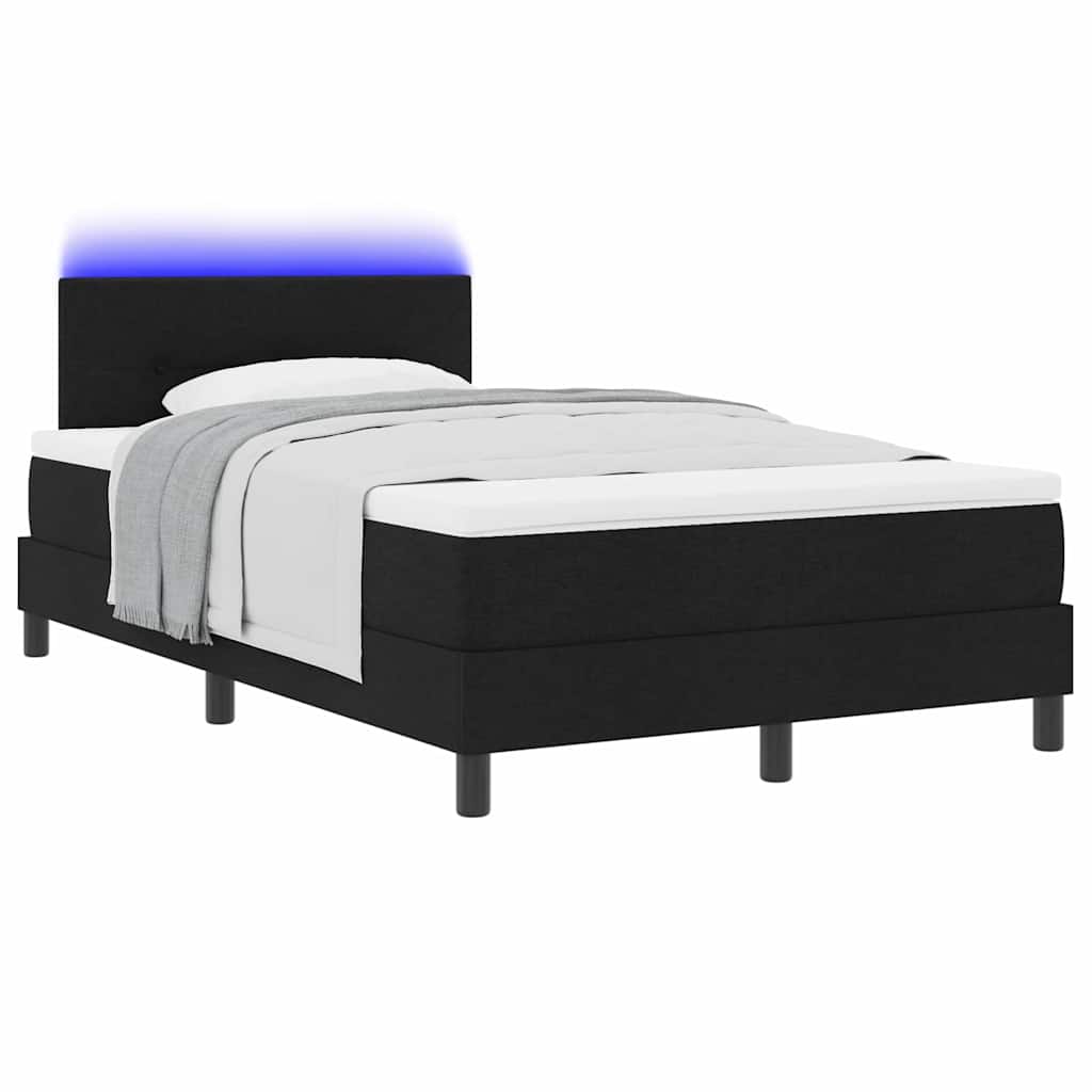 Boxspring bed met matras met LED Zwart 120 x 190 cm Stof is nu te koop bij PeponiXL, paradijselijk wonen!