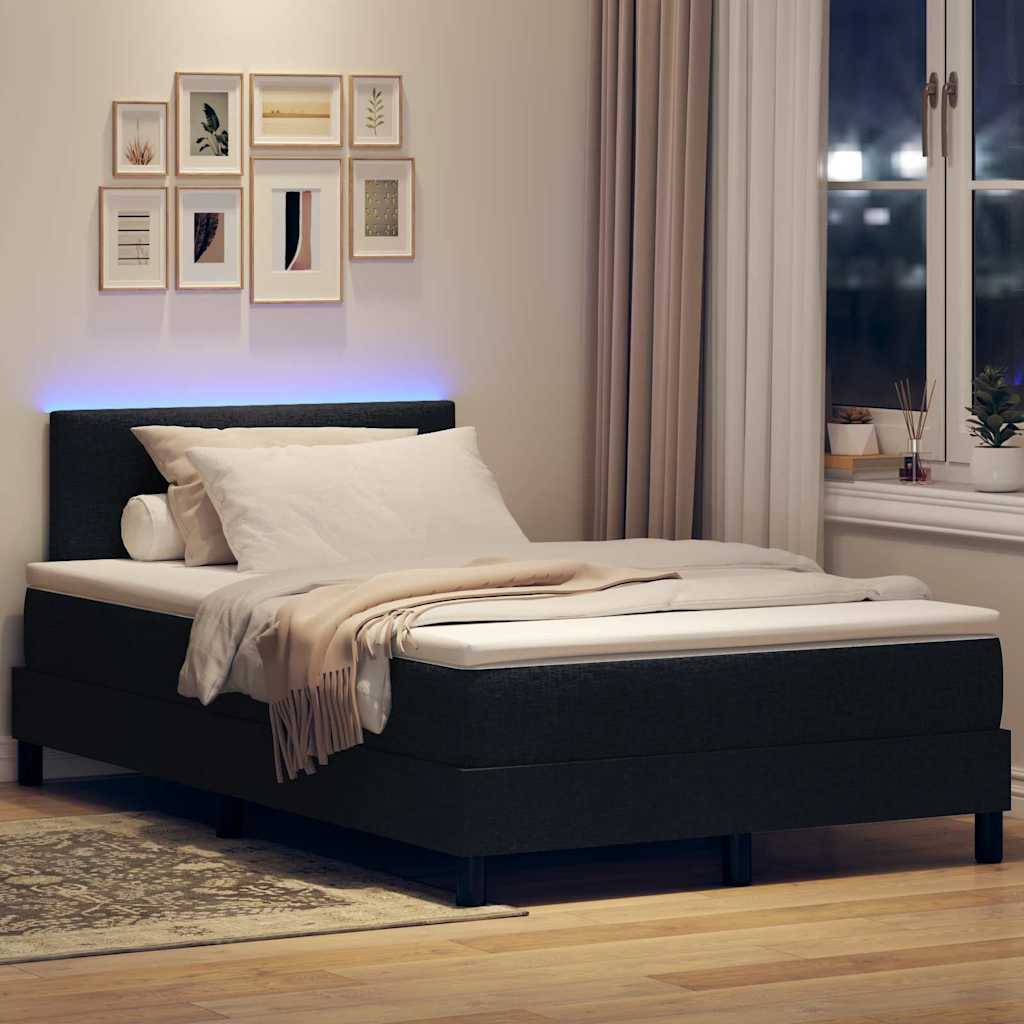 Boxspring bed met matras met LED Zwart 120 x 200 cm Stof is nu te koop bij PeponiXL, paradijselijk wonen!