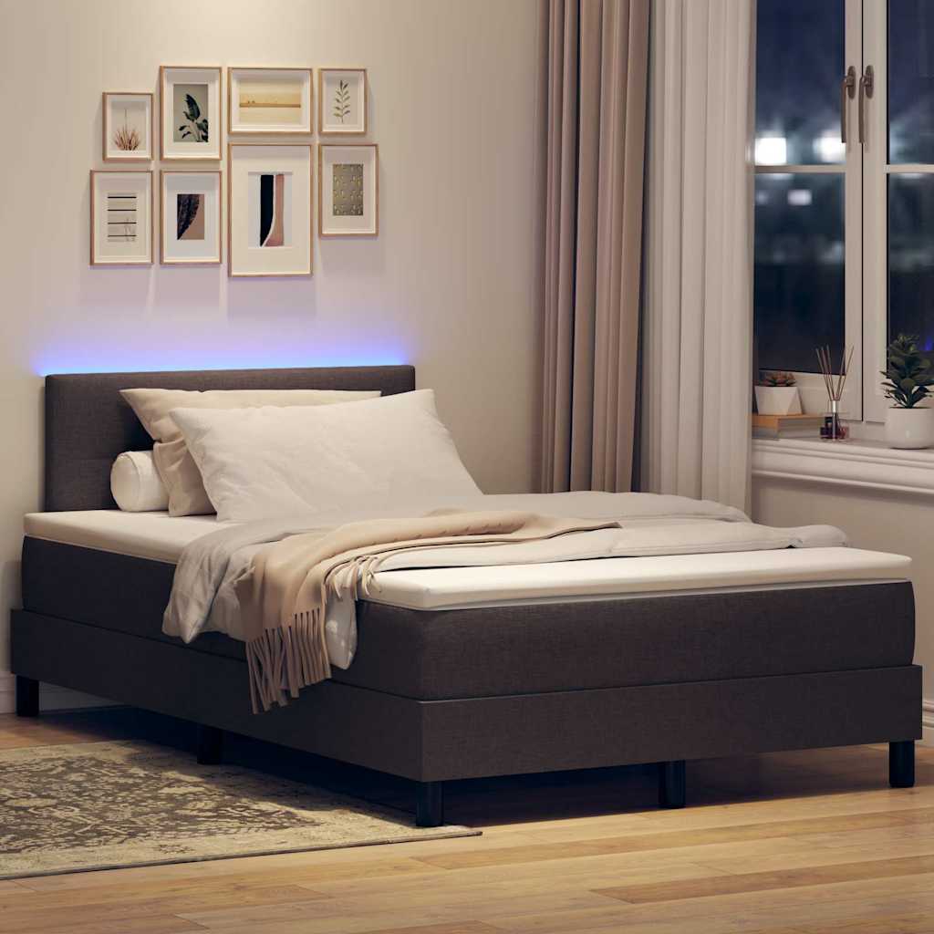 Boxspring bed met matras met LED Donkerbruin 120 x 200 cm Stof is nu te koop bij PeponiXL, paradijselijk wonen!