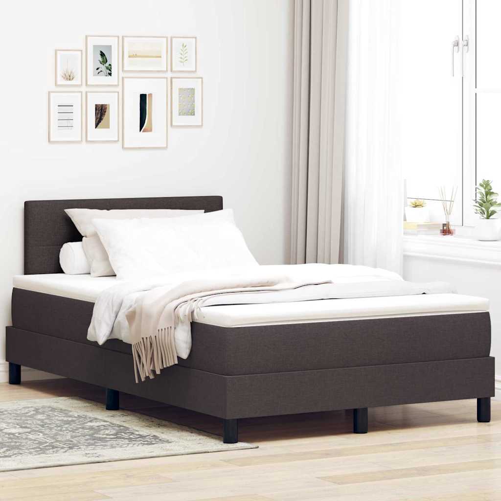 Boxspring bed met matras met LED Donkerbruin 120 x 200 cm Stof is nu te koop bij PeponiXL, paradijselijk wonen!