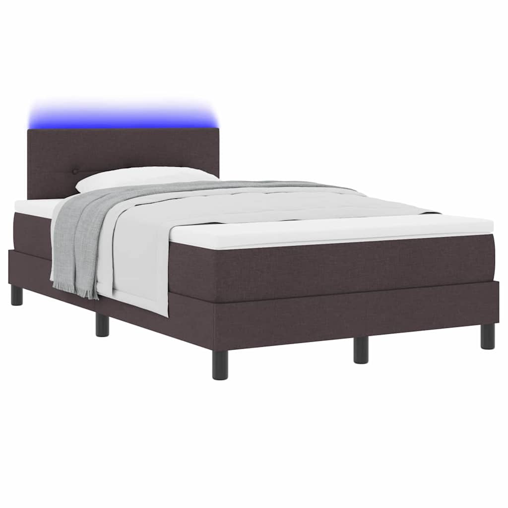 Boxspring bed met matras met LED Donkerbruin 120 x 200 cm Stof is nu te koop bij PeponiXL, paradijselijk wonen!