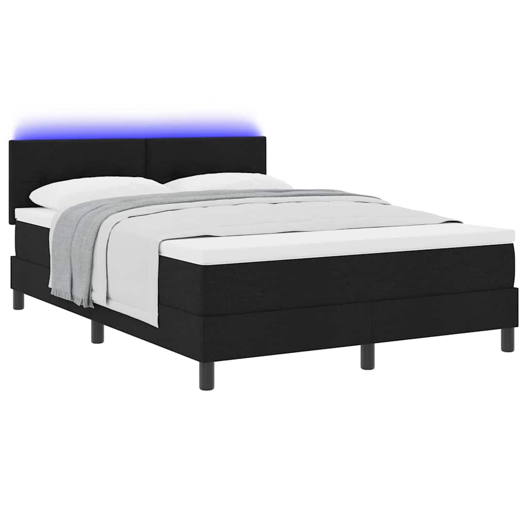 Boxspring bed met matras met LED Zwart 140 x 190 cm Stof is nu te koop bij PeponiXL, paradijselijk wonen!