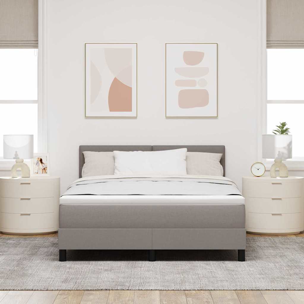 Boxspring bed met matras met LED Taupe 140 x 190 cm Stof is nu te koop bij PeponiXL, paradijselijk wonen!