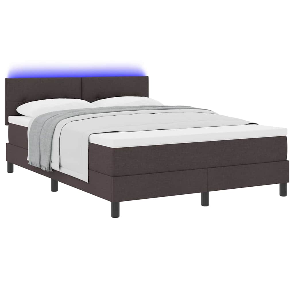 Boxspring bed met matras met LED Donkerbruin 140 x 200 cm Stof is nu te koop bij PeponiXL, paradijselijk wonen!