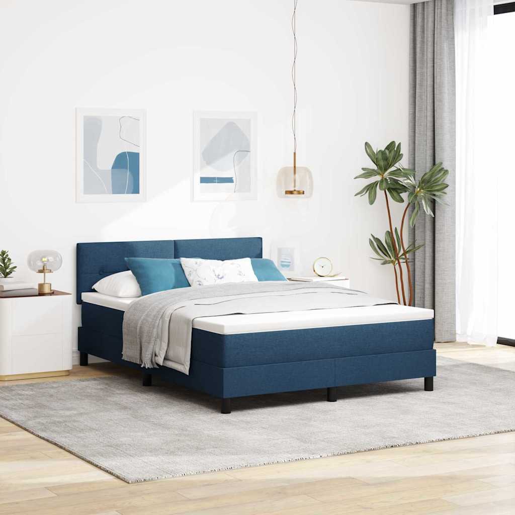 Boxspring bed met matras met LED Blauw 140 x 200 cm Stof is nu te koop bij PeponiXL, paradijselijk wonen!