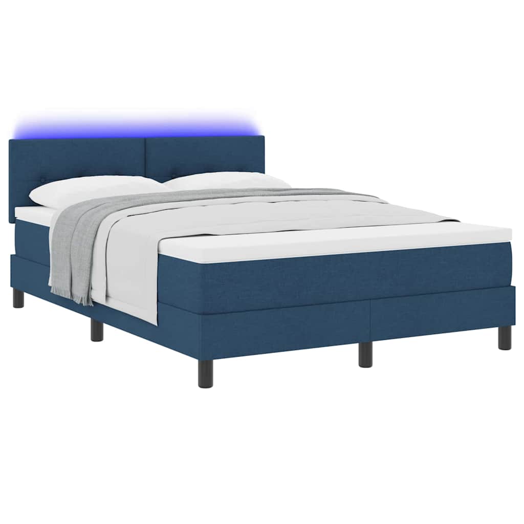 Boxspring bed met matras met LED Blauw 140 x 200 cm Stof is nu te koop bij PeponiXL, paradijselijk wonen!