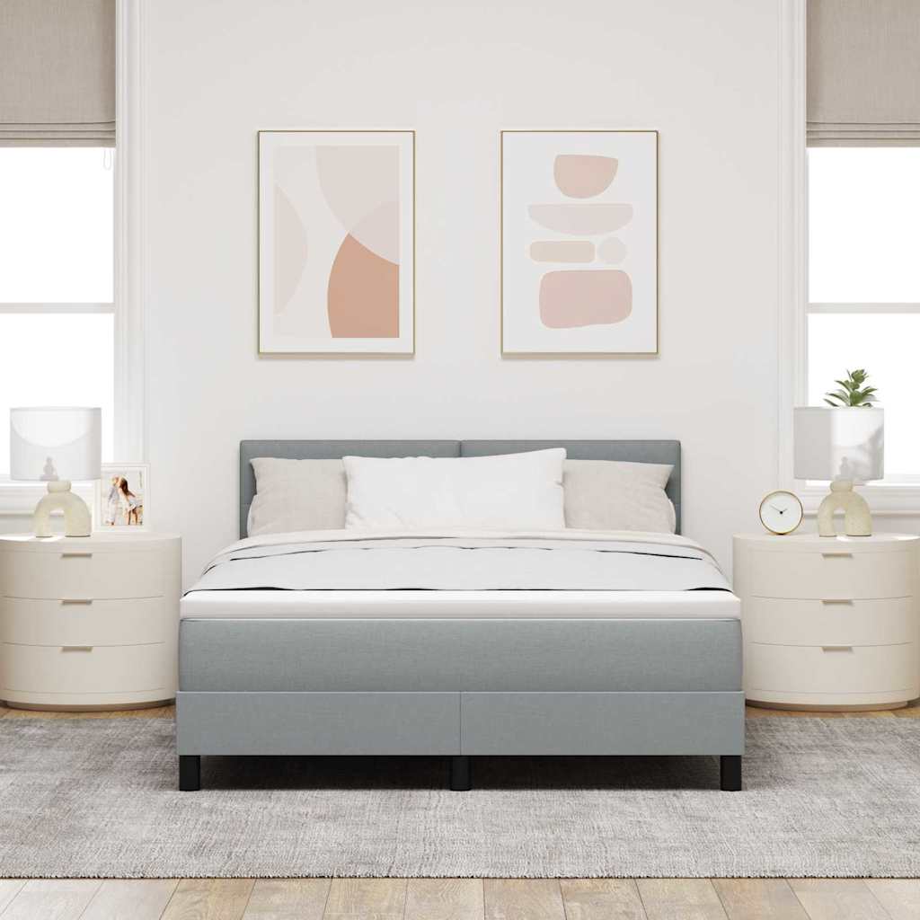 Boxspring bed met matras met LED Lichtgrijs 160 x 200 cm Stof is nu te koop bij PeponiXL, paradijselijk wonen!