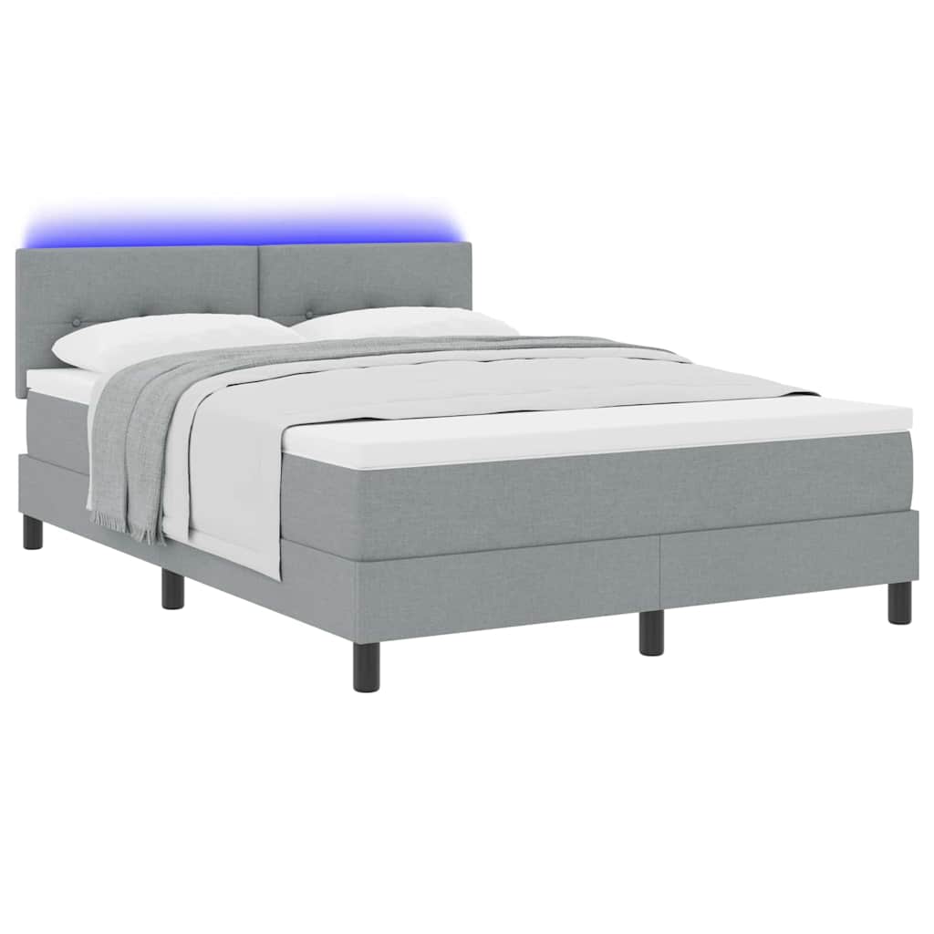 Boxspring bed met matras met LED Lichtgrijs 160 x 200 cm Stof is nu te koop bij PeponiXL, paradijselijk wonen!