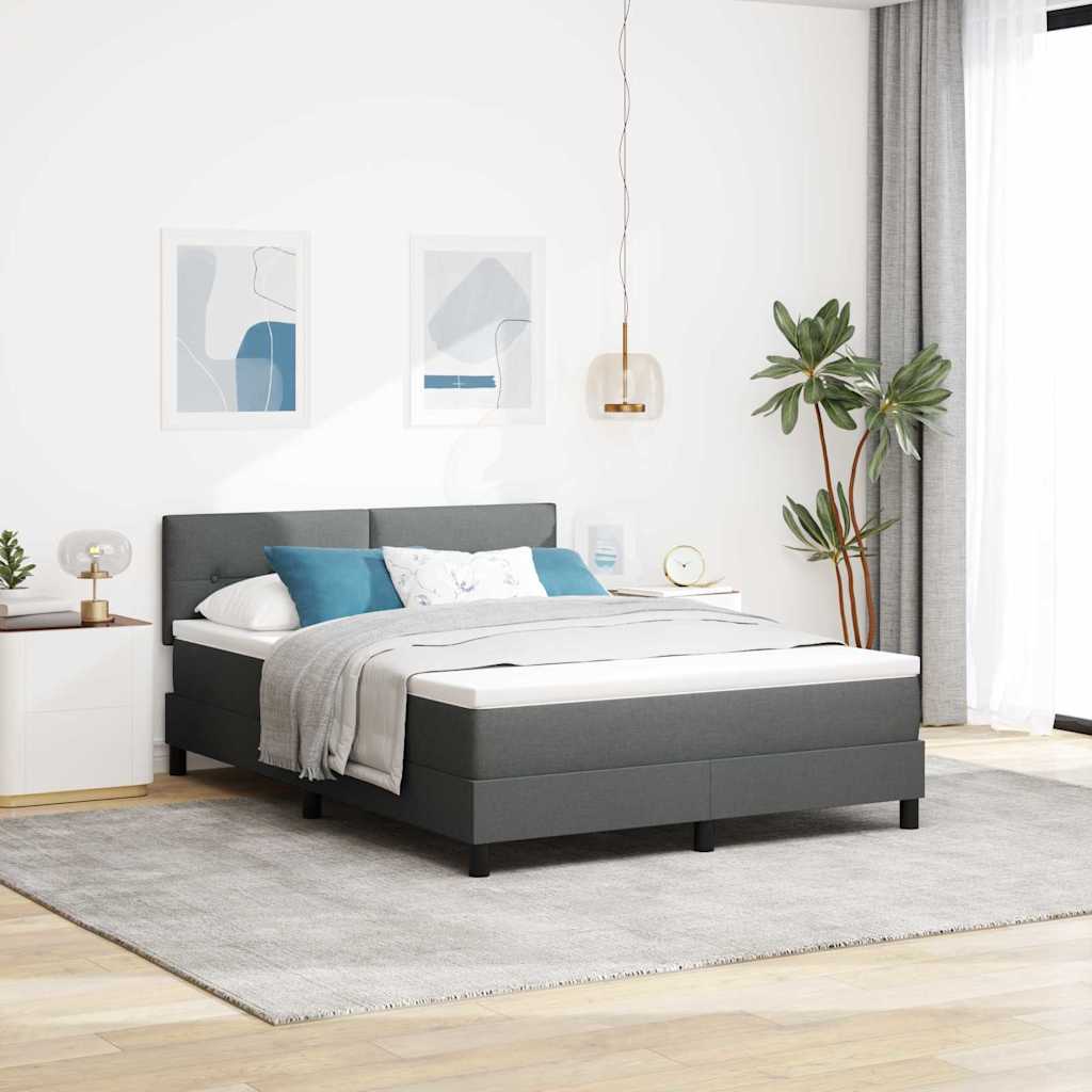 Boxspring bed met matras met LED Donkergrijs 160 x 200 cm Stof is nu te koop bij PeponiXL, paradijselijk wonen!