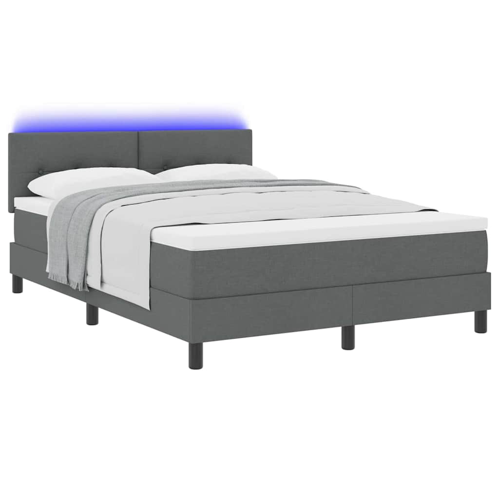 Boxspring bed met matras met LED Donkergrijs 160 x 200 cm Stof is nu te koop bij PeponiXL, paradijselijk wonen!