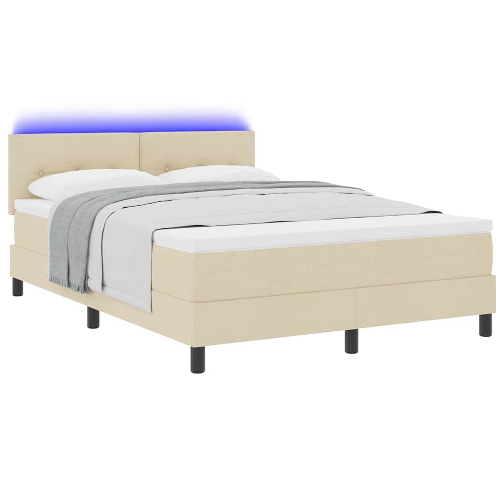 Boxspring bed met matras met LED Crème 160 x 200 cm Stof is nu te koop bij PeponiXL, paradijselijk wonen!