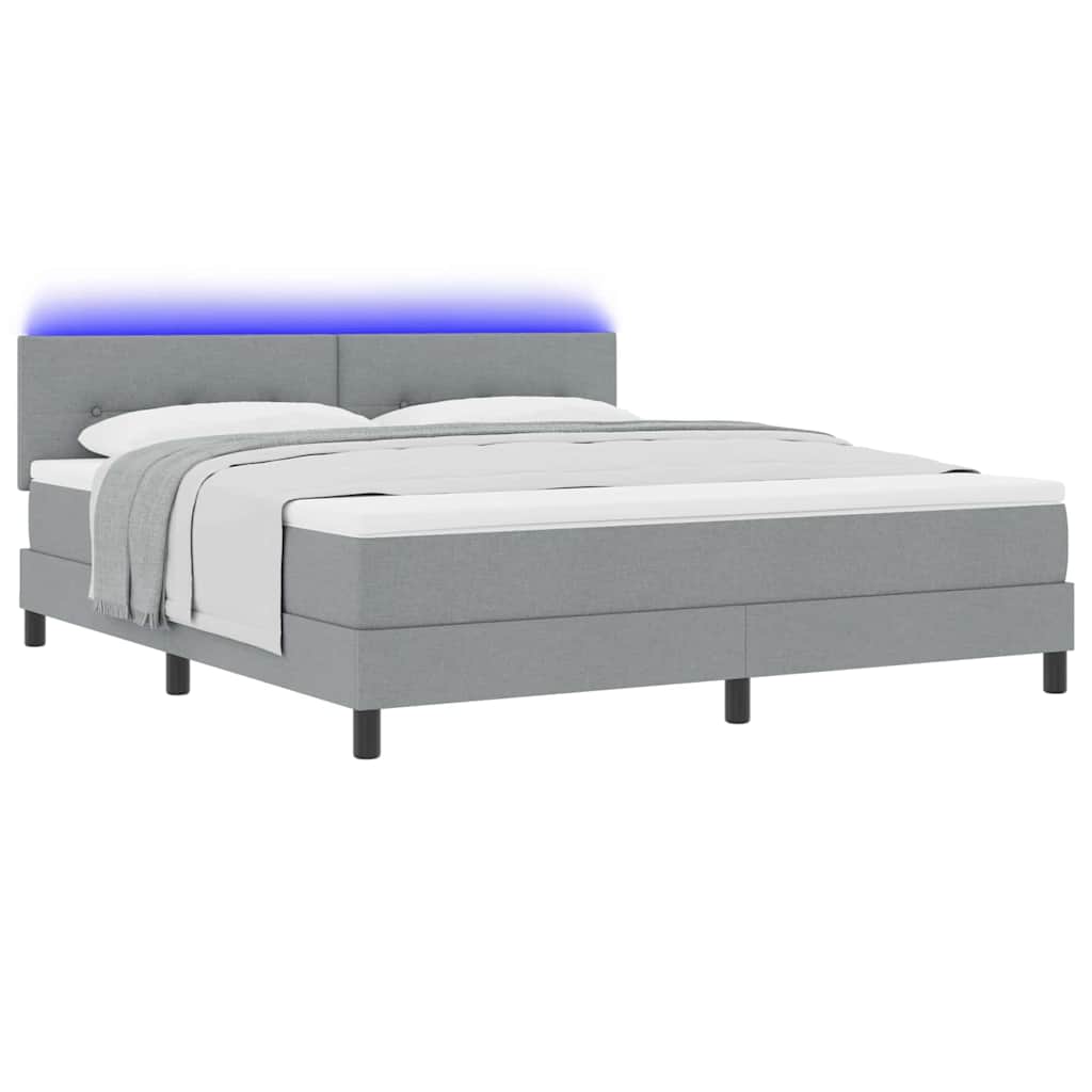 Boxspring bed met matras met LED Lichtgrijs 180 x 200 cm Stof is nu te koop bij PeponiXL, paradijselijk wonen!