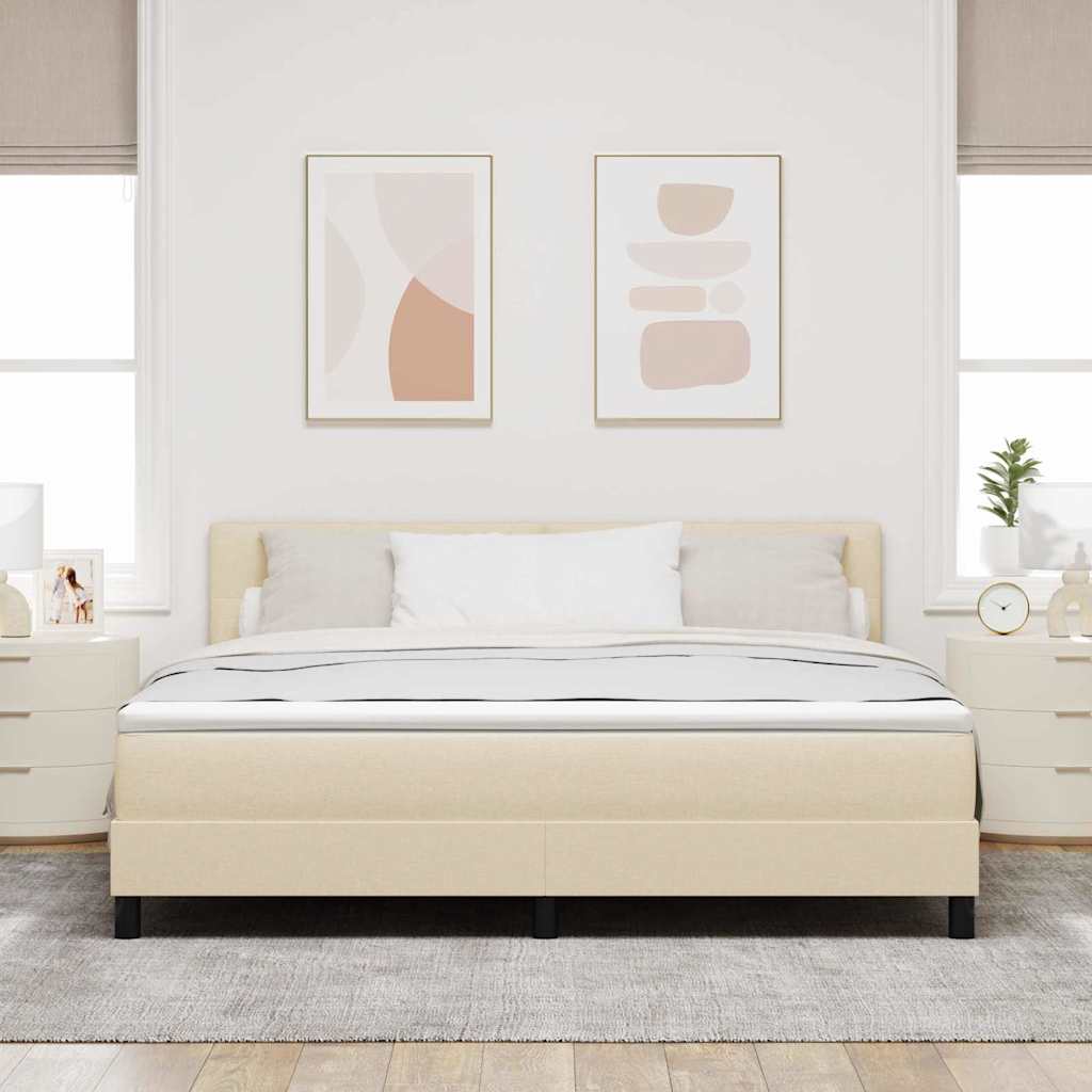 Boxspring bed met matras met LED Crème 180 x 200 cm Stof is nu te koop bij PeponiXL, paradijselijk wonen!