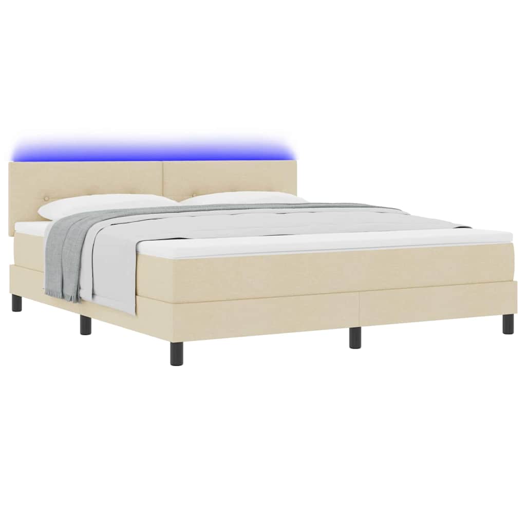 Boxspring bed met matras met LED Crème 180 x 200 cm Stof is nu te koop bij PeponiXL, paradijselijk wonen!