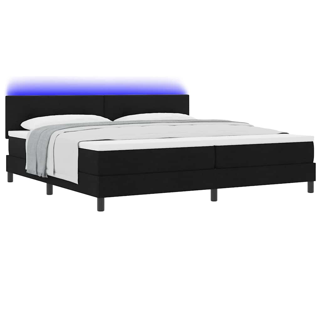 Boxspring bed met LED-stripverlichting Zwart 200 x 200 cm Stof