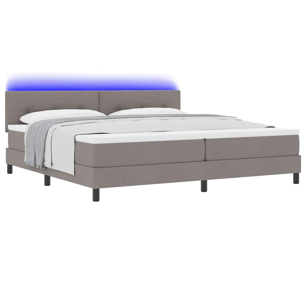 Boxspring bed met matras met LED Taupe 200 x 200 cm Stof is nu te koop bij PeponiXL, paradijselijk wonen!