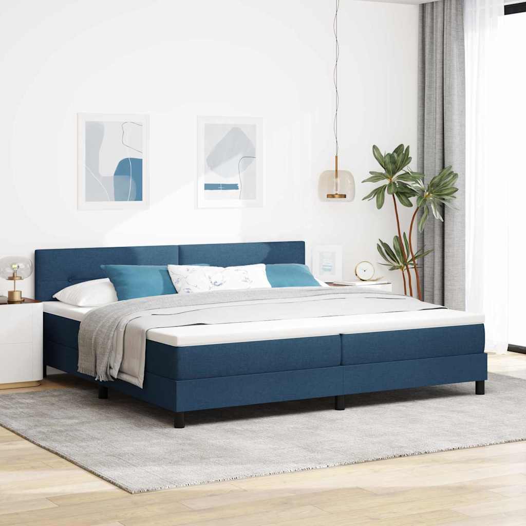 Boxspring bed met matras met LED Blauw 200 x 200 cm Stof is nu te koop bij PeponiXL, paradijselijk wonen!