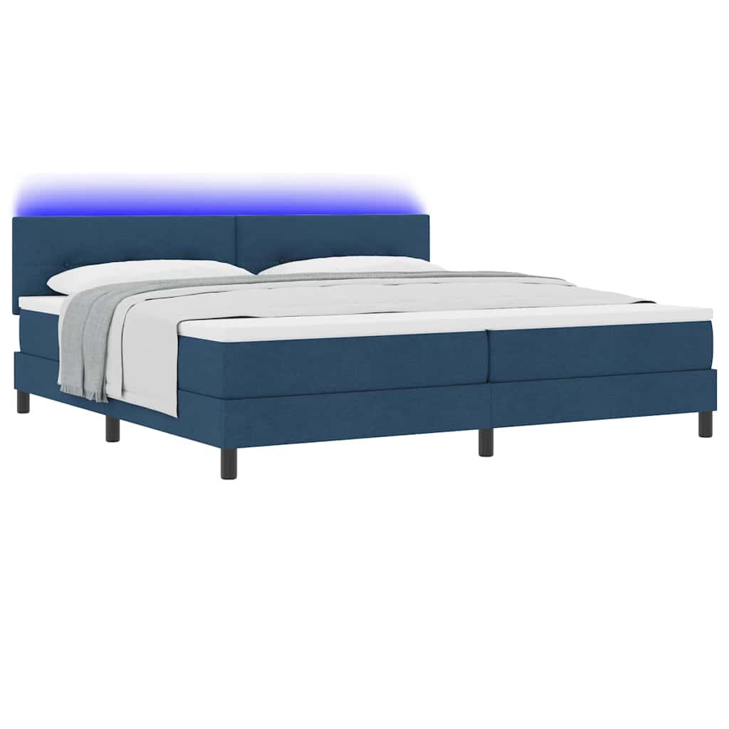 Boxspring bed met matras met LED Blauw 200 x 200 cm Stof is nu te koop bij PeponiXL, paradijselijk wonen!