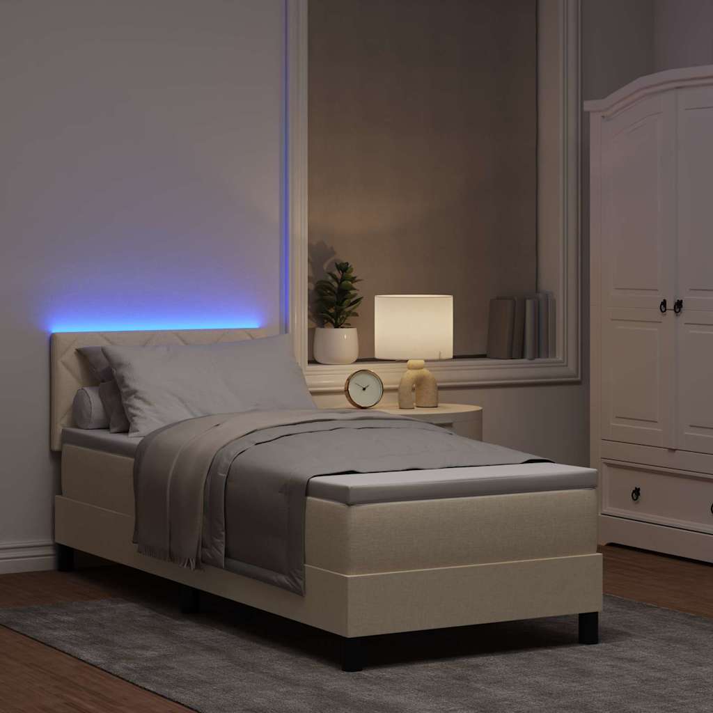 Boxspring bed met matras met LED Crème 80 x 200 cm Stof is nu te koop bij PeponiXL, paradijselijk wonen!