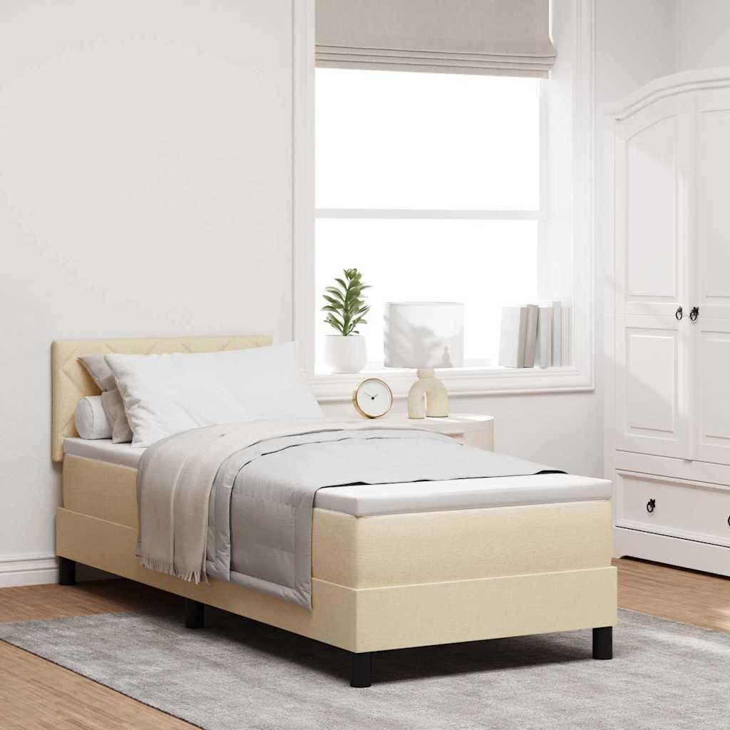 Boxspring bed met matras met LED Crème 80 x 200 cm Stof is nu te koop bij PeponiXL, paradijselijk wonen!