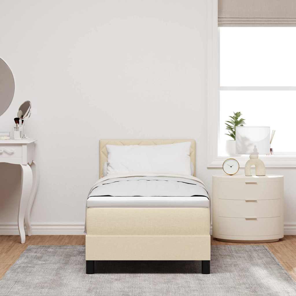 Boxspring bed met matras met LED Crème 80 x 200 cm Stof is nu te koop bij PeponiXL, paradijselijk wonen!