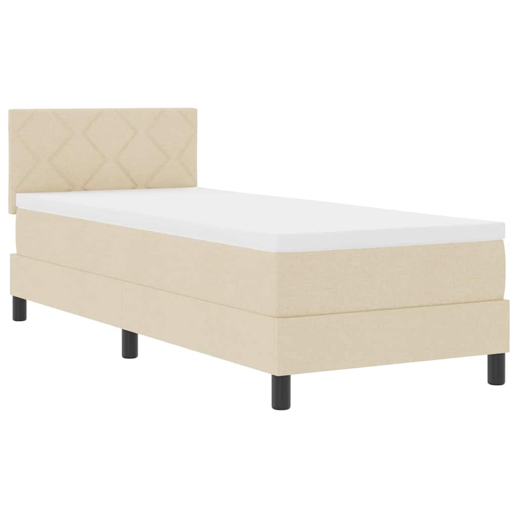 Boxspring bed met matras met LED Crème 80 x 200 cm Stof is nu te koop bij PeponiXL, paradijselijk wonen!