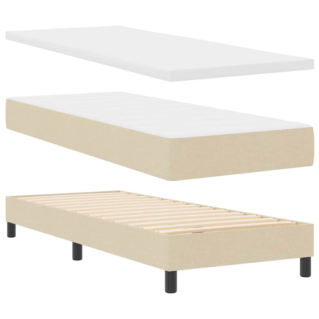 Boxspring bed met matras met LED Crème 80 x 200 cm Stof is nu te koop bij PeponiXL, paradijselijk wonen!