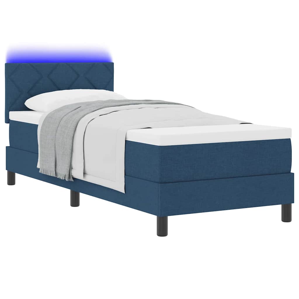 Boxspring bed met matras met LED Blauw 80 x 200 cm Stof is nu te koop bij PeponiXL, paradijselijk wonen!