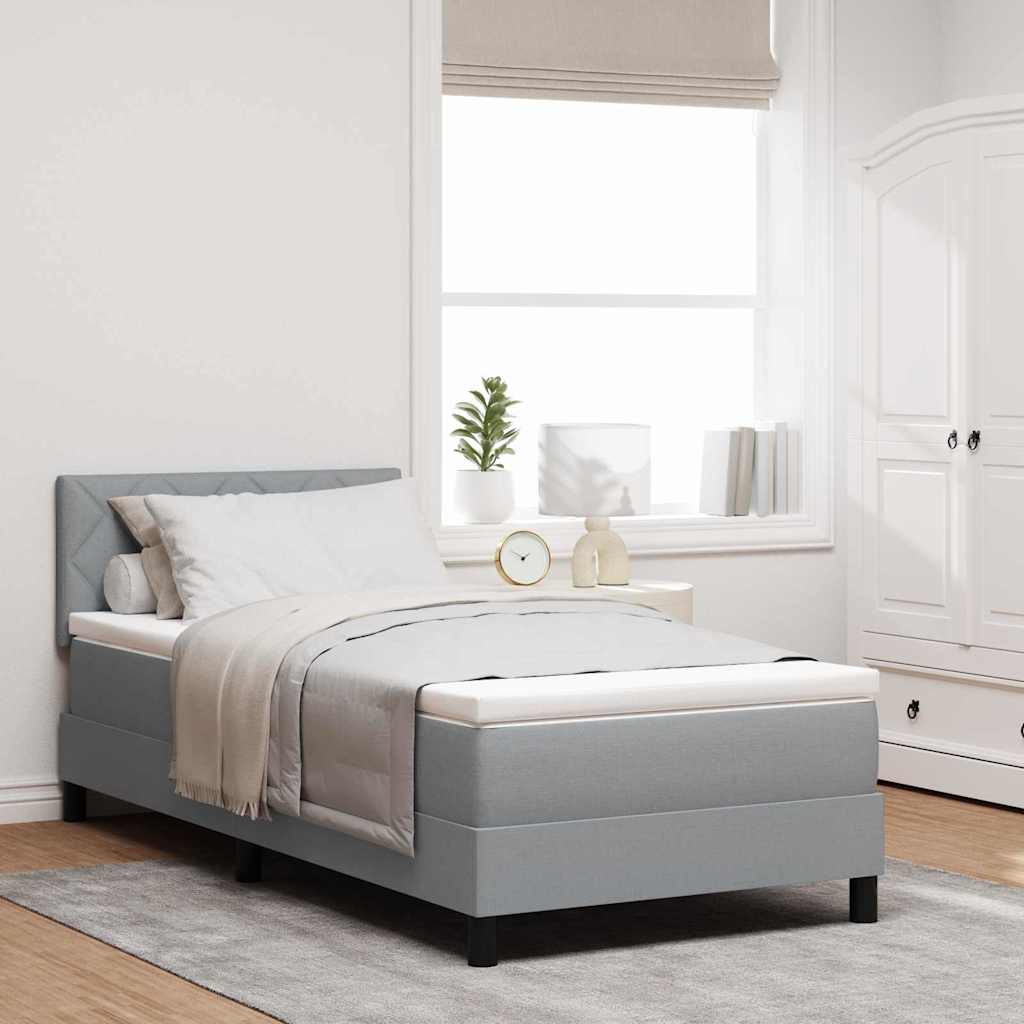 Boxspring bed met matras met LED Lichtgrijs 90 x 190 cm Stof is nu te koop bij PeponiXL, paradijselijk wonen!