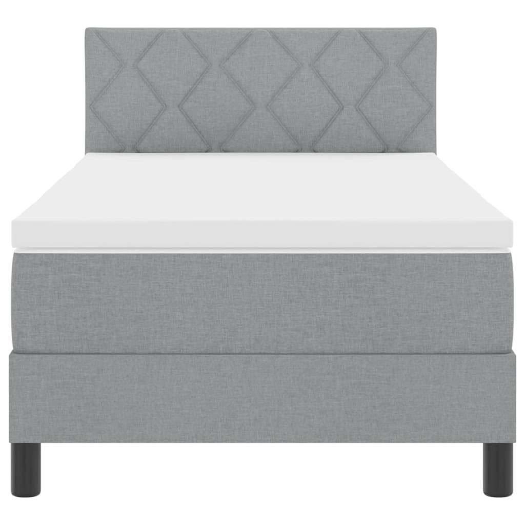Boxspring bed met matras met LED Lichtgrijs 90 x 190 cm Stof is nu te koop bij PeponiXL, paradijselijk wonen!