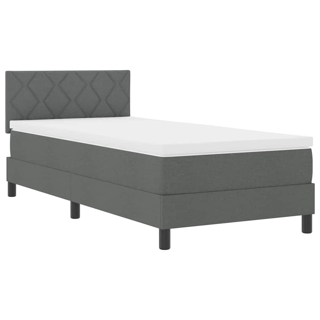 Boxspring bed met matras met LED Donkergrijs 90 x 190 cm Stof is nu te koop bij PeponiXL, paradijselijk wonen!