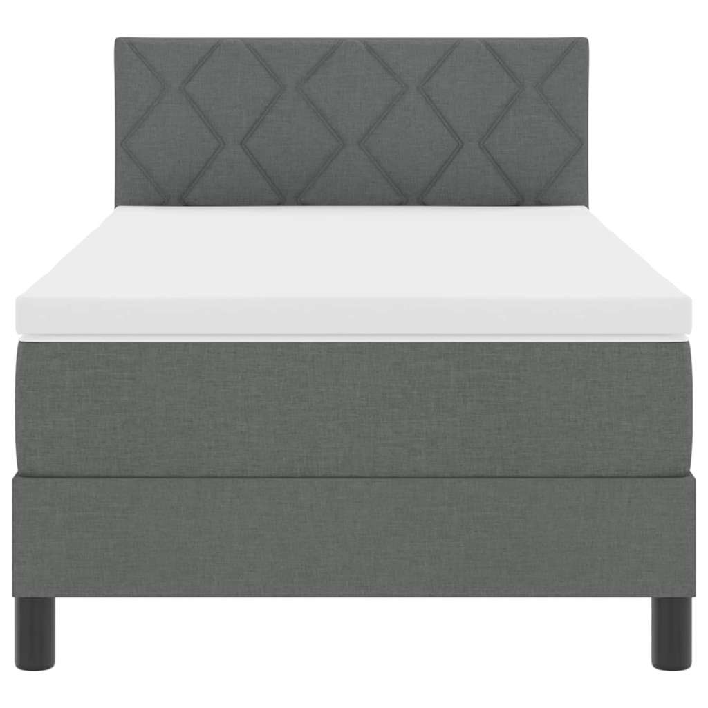 Boxspring bed met matras met LED Donkergrijs 90 x 190 cm Stof is nu te koop bij PeponiXL, paradijselijk wonen!