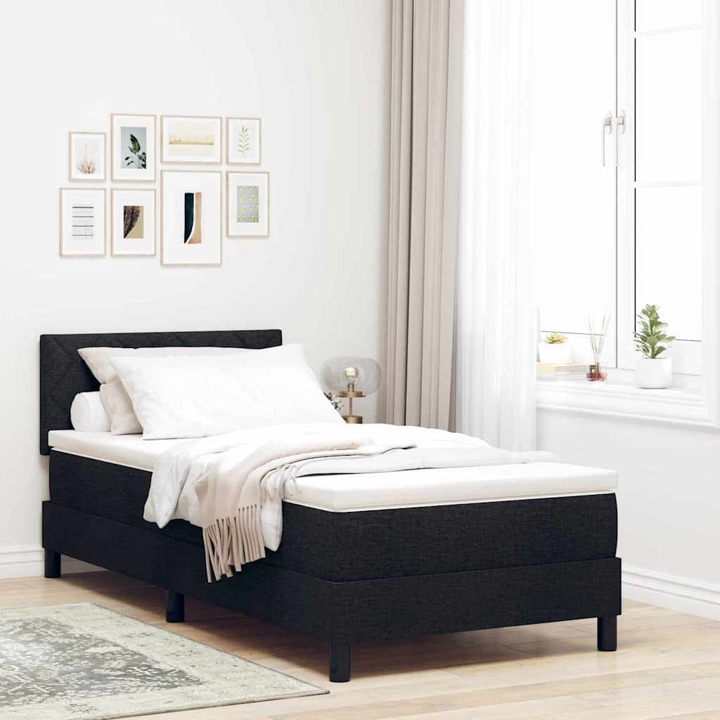 Boxspring bed met matras met LED Zwart 90 x 190 cm Stof is nu te koop bij PeponiXL, paradijselijk wonen!