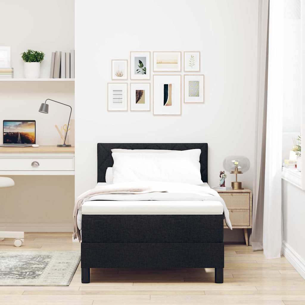 Boxspring bed met matras met LED Zwart 90 x 190 cm Stof is nu te koop bij PeponiXL, paradijselijk wonen!