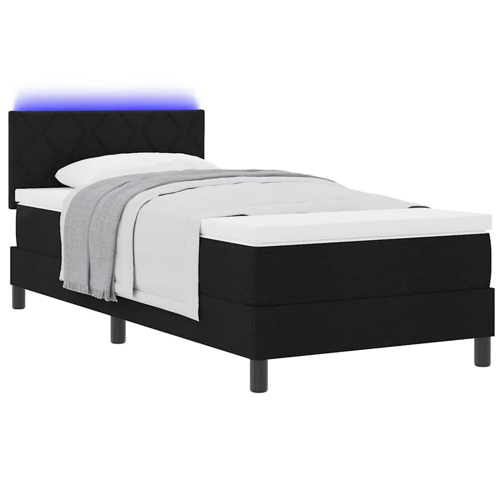 Boxspring bed met matras met LED Zwart 90 x 190 cm Stof is nu te koop bij PeponiXL, paradijselijk wonen!