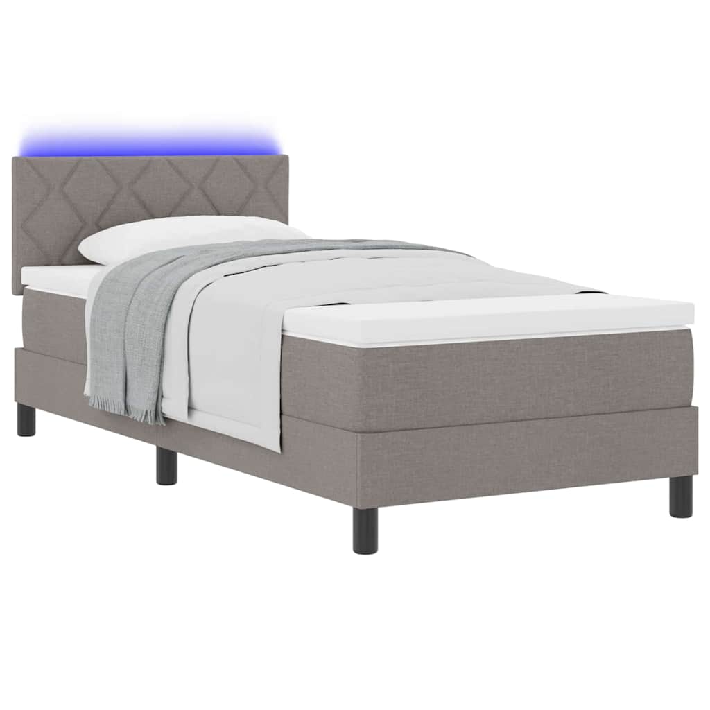 Boxspring bed met matras met LED Taupe 90 x 190 cm Stof is nu te koop bij PeponiXL, paradijselijk wonen!