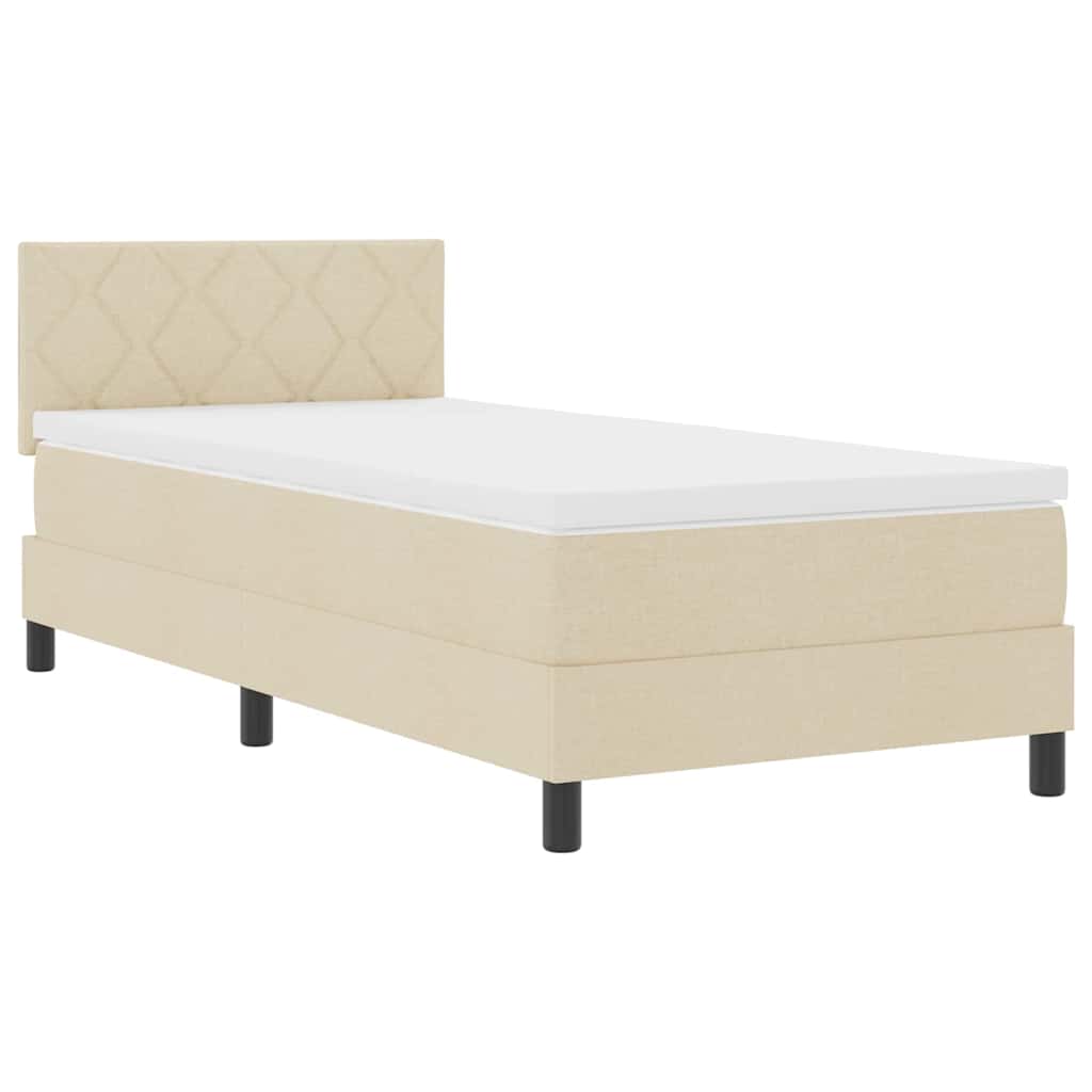 Boxspring bed met matras met LED Crème 90 x 190 cm Stof is nu te koop bij PeponiXL, paradijselijk wonen!