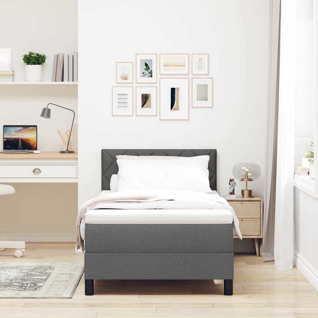 Boxspring bed met matras met LED Donkergrijs 100 x 200 cm Stof is nu te koop bij PeponiXL, paradijselijk wonen!